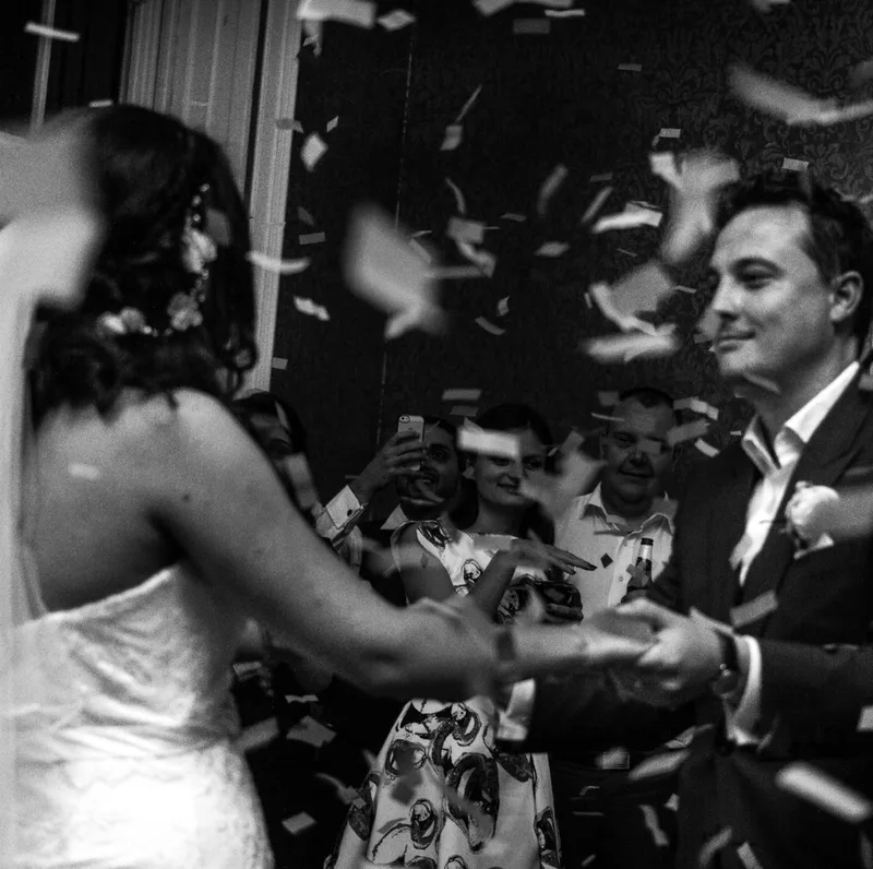 Night-time send-off with sparklers